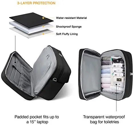 BAGSMART Weekender Bags for Women, Travel Duffle Bag Carry On Overnight Personal Item Bag with Shoe Bag for Travel Essentials (Black, 27L) - Image 3