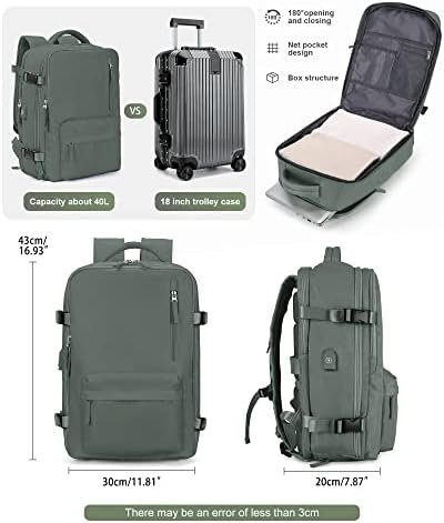VGCUB Large Travel Backpack Bag for Women Men,Carry on Backpack,17 Inch Laptop Business Work Waterproof Backpack with Laptop Compartment,Person Item Flight Approved,Mochila de Viaje,Green - Image 6