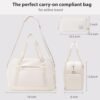 Women's Travel Duffel Bag with Toiletry Bag, Sports Gym Bag Weekendeer Carry-on Tote with Shoe Compartment and Wet Pocket, Yoga Bag Fit 15.6inch Laptop (APRICOT WHITE, 18-inch) - Image 5