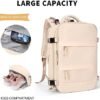 coowoz Large Travel Backpack For Women Men,Carry On Backpack,Hiking Backpack Waterproof Outdoor Sports Rucksack Casual Daypack Travel Essentials（Beige） - Image 3
