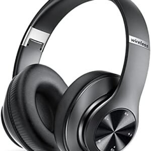 Bluetooth Headphones Over Ear, 60 Hours Playtime Foldable Headphones Wireless Bluetooth Hi-Fi Stereo Deep Bass with 6 EQ Modes, Adjustable Lightweight Headset with Microphone, FM, SD/TF for Adults
