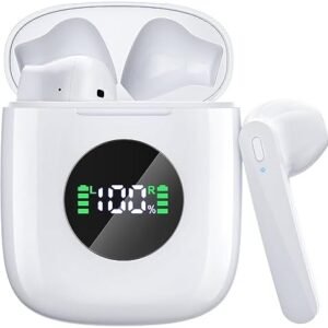 Wireless Earbuds Bluetooth 5.3 Headphones Earbuds with 50Hrs Battery Life Deep Bass Earphones with Wireless Charging Case & LED Power Display Waterproof Microphone Headset for Android Phone TV Tablet