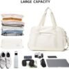 Women's Travel Duffel Bag with Toiletry Bag, Sports Gym Bag Weekendeer Carry-on Tote with Shoe Compartment and Wet Pocket, Yoga Bag Fit 15.6inch Laptop (APRICOT WHITE, 18-inch) - Image 2