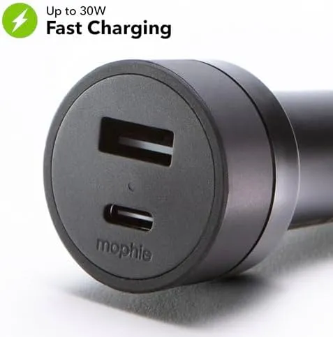 mophie 42W Dual USB-C + USB-A Car Charger, Universal AUX Compatibility, LED Indicator, Fast Charging, Multi-Device - Image 2