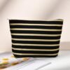 2 Pieces Makeup Bag Large Stripe Cosmetic Bag Black Capacity Canvas Travel Toiletry Bag Organizer Cute Makeup Brushes Aesthetic Accessories Storage Bag for Women - Image 7