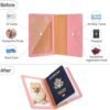 labato Passport Holder Women, Passport Cover Family, PU Leather Passport Wallet, Travel Document Organizer, Cruise Accessories Travel Must Haves, Waterproof Cruise Ship Essentials(Blue/Pink/Green) - Image 5