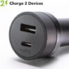 mophie 42W Dual USB-C + USB-A Car Charger, Universal AUX Compatibility, LED Indicator, Fast Charging, Multi-Device - Image 3