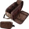 PAVILIA Toiletry Bag for Men, Travel Essentials Shaving Dopp Kit, Mens Travel Bag Toiletries Organizer Case for Grooming, PU Leather Water Resistant Cosmetic Bag Pouch (Dark Brown)