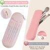 Silicone Makeup Brush Holder, Large Capacity Makeup Brush Bag, Portable Travel Cosmetic Brush Bag for Travel and Daily, Upgraded version (Standard version, Pink2) - Image 2
