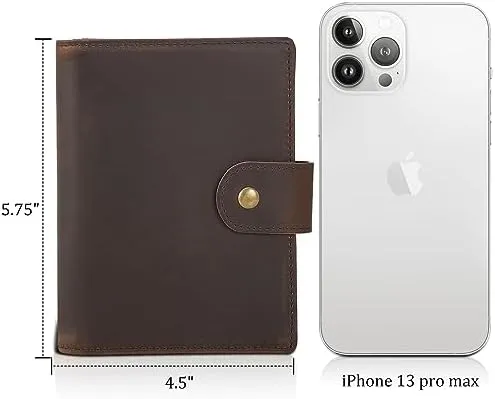 Polare Full Grain Leather Snap Passport and Vaccine Card Holder Combo RFID Blocking Travel Wallet Cover (Dark Brown) - Image 9