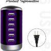 Universal USB Charger 6-Port Desktop USB Charging Station Hub with Smart Identification Technology Compatible with iPhone iPad Cell Phone Tablets(Purple) - Image 3
