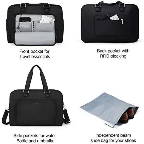 BAGSMART Weekender Bags for Women, Travel Duffle Bag Carry On Overnight Personal Item Bag with Shoe Bag for Travel Essentials (Black, 27L) - Image 4