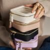Small Makeup Bag for Purse Mini Cosmetic Bag Clear Pink Square Pouch for School Cute Leather Make Up Case Travel Organizer for Backpack Tiny Toiletry Bag with Zipper for Car Essentials Women Girls - Image 7