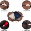 Leather Travel Bag with Shoe Pouch,Weekender Overnight Bag Waterproof Large Carry On Travel Tote Duffel Bag - Image 4