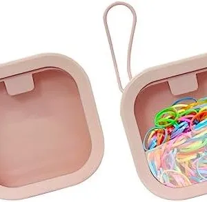 2 Pack Hair Tie Organizer Boxes,Portable Travel Hair Accessory Storage Organizer for Girls Womens Hair Tie , Cotton Swab ,Small Items Accessories Holder Containers
