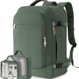 Carry on Backpack, Flight-approved Backpack for Traveling, 40L Personal Item Travel Backpack, Peacock Green