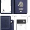 Stouchi AirTag Passport Holder for Men, Leather Passport Holder with Vaccine Card Slot, Family Travel Passport Wallet Cover Case, Blue - Image 2