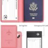 Stouchi Passport Holder with Airtag, Cute Passport Wallet for Women Travel, Leather Passport Holder Family Case, Anti-Lost, Pink - Image 2