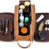 Elviros Toiletry Bag for Men, Large Travel Shaving Dopp Kit Water-resistant Bathroom Toiletries Organizer PU Leather Cosmetic Bags - Image 4