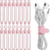 Nearockle 16Pcs Silicone Cable Straps Wire Organizer for Bundling Earphone, Phone Charger, Computer Cords, Reusable Cable Ties Cord Organizer in Home,Office,Kitchen,School(Pink)