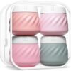 Gemice Travel Containers for Toiletries, Silicone Cream Jars TSA Approved Travel Size Containers with Toiletry Bag, Wide Mouth Leak-proof Travel Accessories with Lid for Cosmetic Cream (4 Pack)