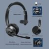 Bluetooth Headset with AI Noise Canceling Microphone, Stereo HiFi Bluetooth Headphones, Wireless Headset with USB Dongle for Computer Office Call Center Skype Zoom Meeting Trucker - Image 5