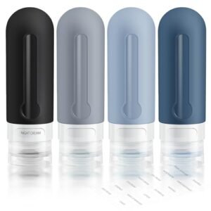 Travel Bottles for Toiletries 3 oz with Labels Silicone Leak Proof Travel Size Containers for Shampoo Lotion Refillable Travel Bottles Portable Size as Reusable Travel Accessories for Women