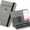Passport Holder Cover Travel Wallet Organiser with RFID Protection, Credit Card Case, PU Leather for Men & Women (Grey)