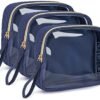 BAGSMART TSA Approved Toiletry Bag, 3 Pack Clear Makeup Cosmetic Bag Organizer, Quart Size Travel Bag for Toiletries, Carry-on Travel Accessories Essentials - Blue