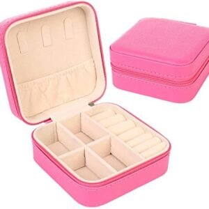 KElofoN Travel jewelry Organizer Travel jewelry case Travel Jewelry box Small Jewelry Organizer Box for Girls Women(1, Rosy)