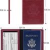Passport and Vaccine Card Holder Combo, PU Leather Passport Holder with Vaccine Card Slot Passport Case Cover Protector Wine Red Passport Wallet for Men Women Family - Image 2