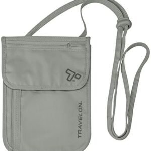 Travelon RFID Blocking Undergarment Neck Pouch, Gray, 8 x 5.25 x .125
