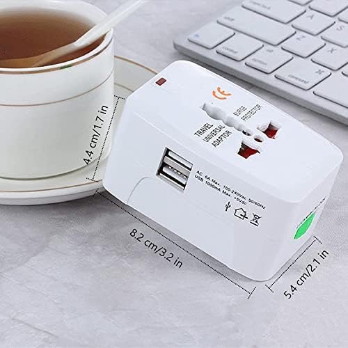 2 Pack Universal Travel Adapter, International Power Adapter with 2 USB Ports, Plug Adapter Travel Adapter Worldwide Universal Charger Power Adapter - for USA, EU, UK, AUS (Double U White 2) - Image 6