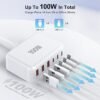 100W GaN 6 Port USB C Charging Station Hub Block Wall Charger Power Strip Adapter Plug Cube for iPad iPhone 15 14 13 12 11 Pro Max Pixel Note Galaxy - Image 2