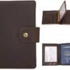 Polare Full Grain Leather Snap Passport and Vaccine Card Holder Combo RFID Blocking Travel Wallet Cover (Dark Brown) - Image 3