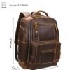 LANNSYNE Men's Vintage Full Grain Leather 15.6 Inch Laptop Backpack Camping Travel 24L Rucksack - Image 3