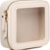 Clear Mini Makeup Bag Transparent Travel Cosmetic Makeup Case & Toiletry Bag for Women Clear Car Bag (C/Beige, MINI)