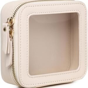 Clear Mini Makeup Bag Transparent Travel Cosmetic Makeup Case & Toiletry Bag for Women Clear Car Bag (C/Beige, MINI)