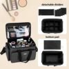 BAFASO Large Cosmetic Bag Makeup Bag with Adjustable Dividers, Travel Makeup Case Holds Cosmetics and Hair Supplies, Black - Image 3