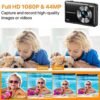 Digital Camera, FHD 1080P Digital Camera for Kids Video Camera with 32GB SD Card 16X Digital Zoom, Point and Shoot Camera Portable Mini Camera for Teens Students Boys Girls, 2 Batteries(Black) - Image 2