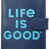 Life is Good Travel Passport Cover - Anti-Theft Passport Holder Wallet with Interior Card Slots, Magnetic Snap Closure, Navy