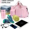 Travel Duffel Bag for Women, Weekender Overnight Bag With Shoes Compartment, Gym Tote Bag, Carry On Duffel Bag (Pink) - Image 2