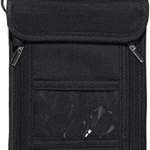 RFID Blocking Stash Neck Wallet, Travel Pouch Passport Holder for Women Men - Black