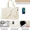 Weekender Bag for Women, Travel with Shoe Compartment & USB Charging Port, Gym Wet Compartment, Overnight Duffel Hospital Women Sports Shopping (Off White) - Image 3