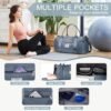 Gym Bag for WomenMen with Shoes Compartment and Wet Pocket,Sport Swimming Yoga Bag,Waterproof Travel Duffel Bag Small Carry on Bag Overnight Weekender Bags Personal Item Bag for Airlines Grey Blue - Image 4