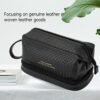Abiudeng Large Makeup Bag,Double Layer Cosmetic Bag,Travel Makeup Bag,Leather Makeup Bag, Cosmetic Travel Bags,Portable Leather Toiletry Bag,Roomy Cosmetic Bag for Women and Girls - Image 4