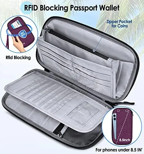 BKNOOU Family Passport Holder Travel Document Organizer,Waterproof Travel Passport Wallet for Men Women,Multiple Passport Holder for Family of 4 5 6 - Image 4