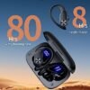 Bluetooth Headphones Wireless Earbuds 80hrs Playtime Wireless Charging Case Digital Display Sports Ear buds with Earhook Premium Deep Bass IPX7 Waterproof Over-Ear Earphones for TV Phone Laptop Black - Image 2