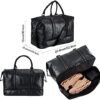 Leather Travel Bag with Shoe Pouch,Weekender Overnight Bag Waterproof Large Carry On Travel Tote Duffel Bag - Image 2