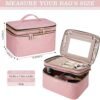 8.8L Double Layer Travel Makeup Bag With Mirror For Women, Large Cosmetic Case, Organizer for Travel-Size Accessories Bottles, Brushes,and Skin Care Products, 2.33 GAL, Pink - Image 2